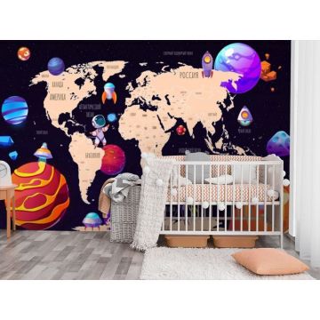 Обои виниловые на флизелине Design Studio 3D (Дизайн Студио 3Д) Карты Футуристичная космическая карта на темном Бесшовная Фреска Classic (CM-021)