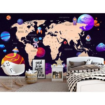 Обои виниловые на флизелине Design Studio 3D (Дизайн Студио 3Д) Карты Футуристичная космическая карта на темном Бесшовная Фреска Ultra (CM-021)