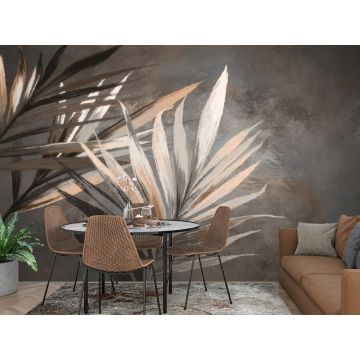 Обои виниловые на флизелине Design Studio 3D (Дизайн Студио 3Д) Avangard Ветви мелом в теплых тонах Бесшовная Фреска Гранд (AVG-025)