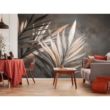 Обои виниловые на флизелине Design Studio 3D (Дизайн Студио 3Д) Avangard Ветви мелом в теплых тонах Бесшовная Фреска Гранд (AVG-025)