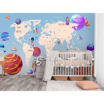 Обои виниловые на флизелине Design Studio 3D (Дизайн Студио 3Д) Карты Футуристичная космическая карта на светлом Акварель (CM-022)