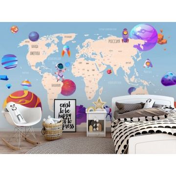 Обои виниловые на флизелине Design Studio 3D (Дизайн Студио 3Д) Карты Футуристичная космическая карта на светлом Акварель (CM-022)