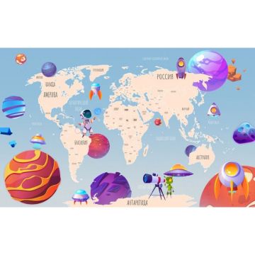 Обои виниловые на флизелине Design Studio 3D (Дизайн Студио 3Д) Карты Футуристичная космическая карта на светлом Бесшовная Фреска Ultra (CM-022)