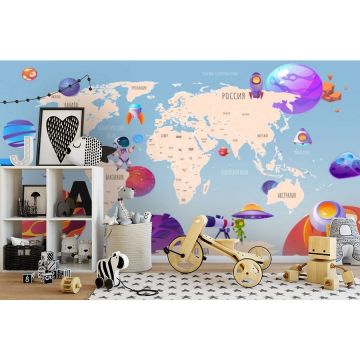 Обои виниловые на флизелине Design Studio 3D (Дизайн Студио 3Д) Карты Футуристичная космическая карта на светлом Бесшовная Фреска Ultra (CM-022)