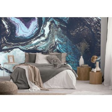 Обои виниловые на флизелине Design Studio 3D (Дизайн Студио 3Д) Каменная красота Камень в разрезе в голубых тонах Бесшовная Фреска Classic (KK-039)