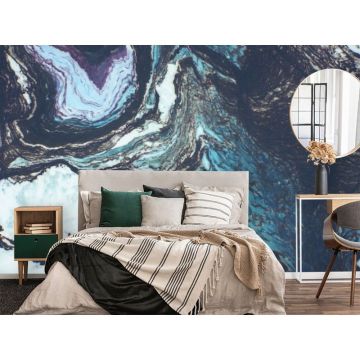 Обои виниловые на флизелине Design Studio 3D (Дизайн Студио 3Д) Каменная красота Камень в разрезе в голубых тонах Бесшовная Фреска Ultra (KK-039)