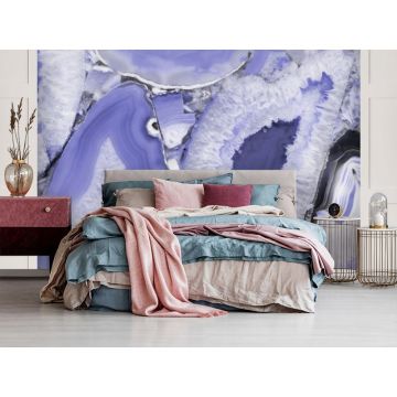 Обои виниловые на флизелине Design Studio 3D (Дизайн Студио 3Д) Каменная красота Мрамор фиолетового оттенка Канвас (KK-040)