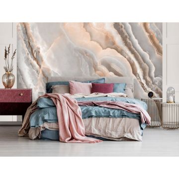 Обои виниловые на флизелине Design Studio 3D (Дизайн Студио 3Д) Каменная красота Срез мрамора в бежевых тонах Канвас (KK-046)