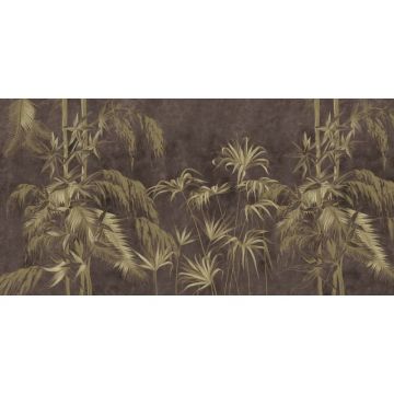 Обои виниловые на флизелине Design Studio 3D (Дизайн Студио 3Д) Нежность Бамбуковые листья на кричневом фоне Бесшовная Фреска Гранд (NJ-004)