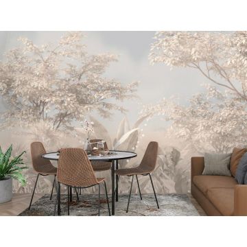 Обои виниловые на флизелине Design Studio 3D (Дизайн Студио 3Д) Нежность Листва в теплых тонах Канвас (NJ-005)