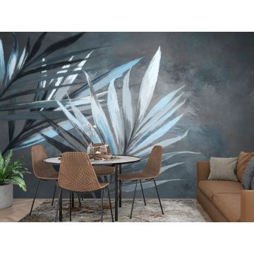 Обои виниловые на флизелине Design Studio 3D (Дизайн Студио 3Д) Avangard Ветви мелом в холодных тонах Бесшовная Фреска Classic (AVG-027)