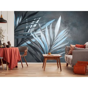 Обои виниловые на флизелине Design Studio 3D (Дизайн Студио 3Д) Avangard Ветви мелом в холодных тонах Бесшовная Фреска Ultra (AVG-027)