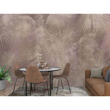 Обои виниловые на флизелине Design Studio 3D (Дизайн Студио 3Д) Нежность Листья папоротника в нежных тонах Песок (NJ-014)