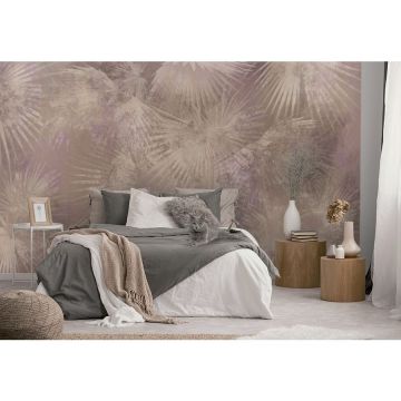 Обои виниловые на флизелине Design Studio 3D (Дизайн Студио 3Д) Нежность Листья папоротника в нежных тонах Бесшовная Фреска Classic (NJ-014)