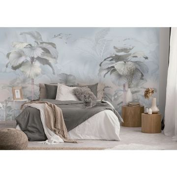 Обои виниловые на флизелине Design Studio 3D (Дизайн Студио 3Д) Нежность Пальмы в нежных тонах Бесшовная Фреска Гранд (NJ-015)