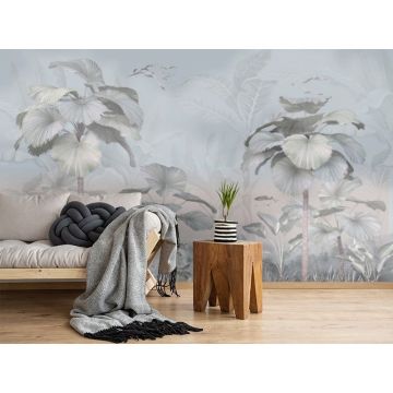 Обои виниловые на флизелине Design Studio 3D (Дизайн Студио 3Д) Нежность Пальмы в нежных тонах Бесшовная Фреска Classic (NJ-015)