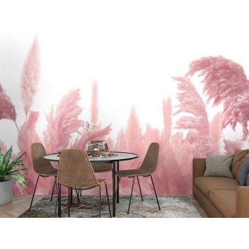 Обои виниловые на флизелине Design Studio 3D (Дизайн Студио 3Д) Нежность Поле колосьев в красных тонах Канвас (NJ-017)