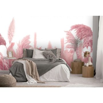 Обои виниловые на флизелине Design Studio 3D (Дизайн Студио 3Д) Нежность Поле колосьев в красных тонах Канвас (NJ-017)