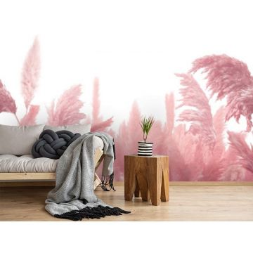 Обои виниловые на флизелине Design Studio 3D (Дизайн Студио 3Д) Нежность Поле колосьев в красных тонах Бесшовная Фреска Classic (NJ-017)