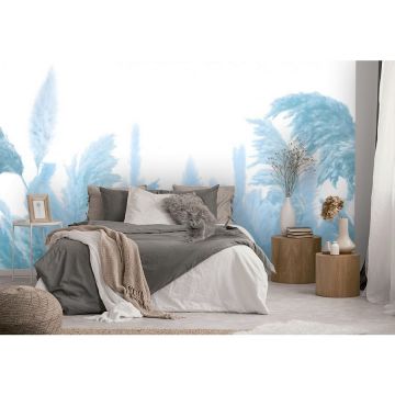 Обои виниловые на флизелине Design Studio 3D (Дизайн Студио 3Д) Нежность Поле колосьев в синих тонах Бесшовная Фреска Ultra (NJ-018)