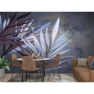 Обои виниловые на флизелине Design Studio 3D (Дизайн Студио 3Д) Avangard Ветви мелом в фиолетовых тонах Бесшовная Фреска Гранд (AVG-028)