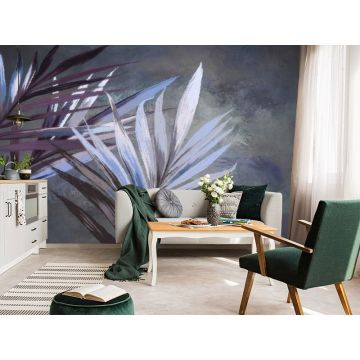 Обои виниловые на флизелине Design Studio 3D (Дизайн Студио 3Д) Avangard Ветви мелом в фиолетовых тонах Бесшовная Фреска Гранд (AVG-028)