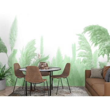 Обои виниловые на флизелине Design Studio 3D (Дизайн Студио 3Д) Нежность Поле колосьев в зеленых тонах Канвас (NJ-020)