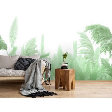 Обои виниловые на флизелине Design Studio 3D (Дизайн Студио 3Д) Нежность Поле колосьев в зеленых тонах Канвас (NJ-020)