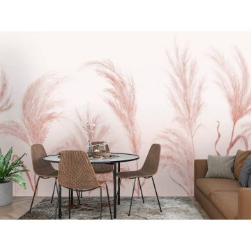 Обои виниловые на флизелине Design Studio 3D (Дизайн Студио 3Д) Нежность Колоски в красных тонах Канвас (NJ-022)