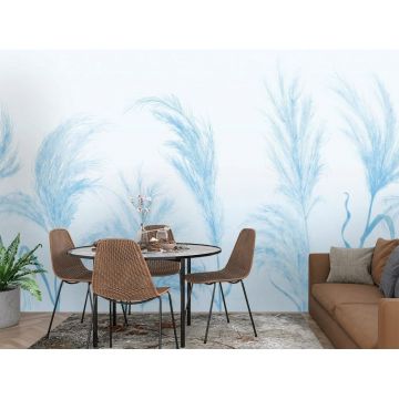 Обои виниловые на флизелине Design Studio 3D (Дизайн Студио 3Д) Нежность Колоски в синих тонах Канвас (NJ-023)