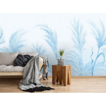 Обои виниловые на флизелине Design Studio 3D (Дизайн Студио 3Д) Нежность Колоски в синих тонах Канвас (NJ-023)