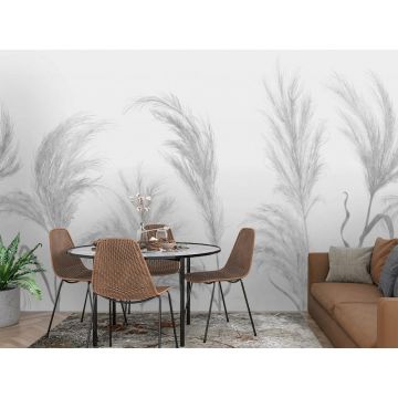 Обои виниловые на флизелине Design Studio 3D (Дизайн Студио 3Д) Нежность Колоски в серых тонах Канвас (NJ-024)