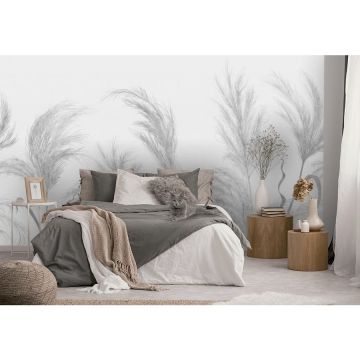Обои виниловые на флизелине Design Studio 3D (Дизайн Студио 3Д) Нежность Колоски в серых тонах Бесшовная Фреска Classic (NJ-024)