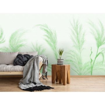 Обои виниловые на флизелине Design Studio 3D (Дизайн Студио 3Д) Нежность Колоски в зеленых тонах Канвас (NJ-025)