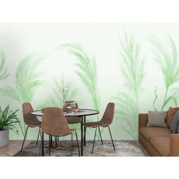 Обои виниловые на флизелине Design Studio 3D (Дизайн Студио 3Д) Нежность Колоски в зеленых тонах Акварель (NJ-025)