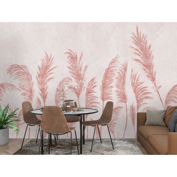 Обои виниловые на флизелине Design Studio 3D (Дизайн Студио 3Д) Нежность Художственные колосья в красных тонах Акварель (NJ-027)