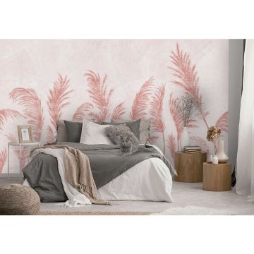 Обои виниловые на флизелине Design Studio 3D (Дизайн Студио 3Д) Нежность Художственные колосья в красных тонах Бесшовная Фреска Ultra (NJ-027)