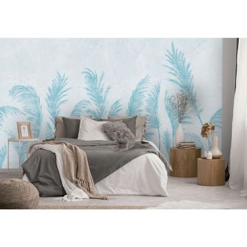 Обои виниловые на флизелине Design Studio 3D (Дизайн Студио 3Д) Нежность Художственные колосья в синих тонах Песок (NJ-028)