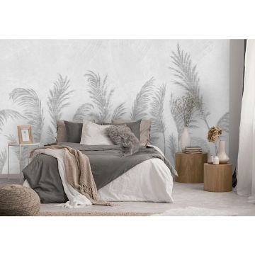 Обои виниловые на флизелине Design Studio 3D (Дизайн Студио 3Д) Нежность Художственные колосья в серых тонах Бесшовная Фреска Ultra (NJ-029)