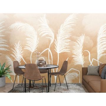 Обои виниловые на флизелине Design Studio 3D (Дизайн Студио 3Д) Нежность Колосья на небесном фоне в бежевых тонах Песок (NJ-031)