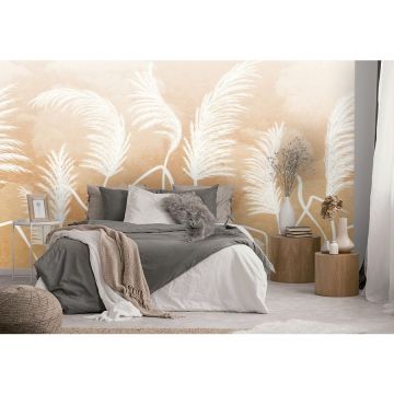 Обои виниловые на флизелине Design Studio 3D (Дизайн Студио 3Д) Нежность Колосья на небесном фоне в бежевых тонах Акварель (NJ-031)