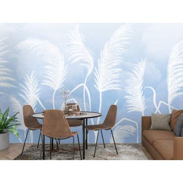 Обои виниловые на флизелине Design Studio 3D (Дизайн Студио 3Д) Нежность Колосья на небесном фоне Бесшовная Фреска Ultra (NJ-033)