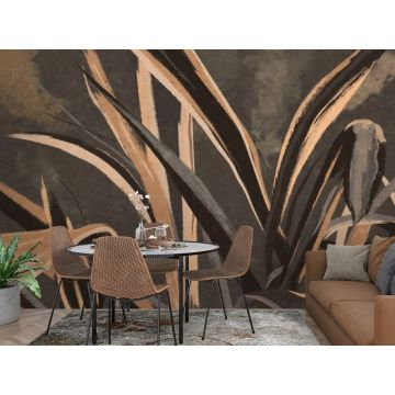 Обои виниловые на флизелине Design Studio 3D (Дизайн Студио 3Д) Avangard Крупные стебли травы в теплых тонах Канвас (AVG-030)