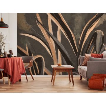 Обои виниловые на флизелине Design Studio 3D (Дизайн Студио 3Д) Avangard Крупные стебли травы в теплых тонах Акварель (AVG-030)