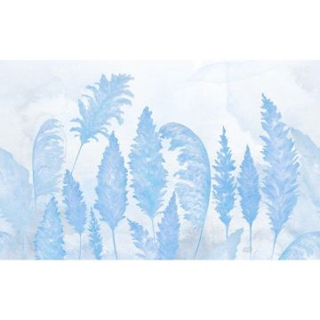 Обои виниловые на флизелине Design Studio 3D (Дизайн Студио 3Д) Нежность Акварельные колосья в синих тонах Бесшовная Фреска Гранд (NJ-038)