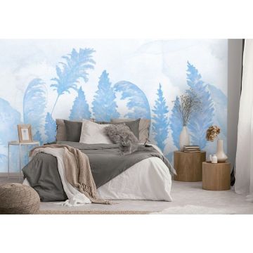 Обои виниловые на флизелине Design Studio 3D (Дизайн Студио 3Д) Нежность Акварельные колосья в синих тонах Бесшовная Фреска Гранд (NJ-038)