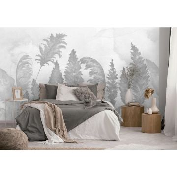 Обои виниловые на флизелине Design Studio 3D (Дизайн Студио 3Д) Нежность Акварельные колосья в серых тонах Канвас (NJ-039)