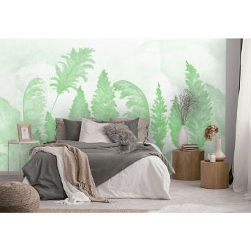 Обои виниловые на флизелине Design Studio 3D (Дизайн Студио 3Д) Нежность Акварельные колосья в зеленых тонах Песок (NJ-040)