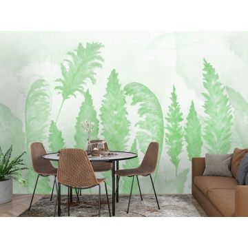 Обои виниловые на флизелине Design Studio 3D (Дизайн Студио 3Д) Нежность Акварельные колосья в зеленых тонах Канвас (NJ-040)