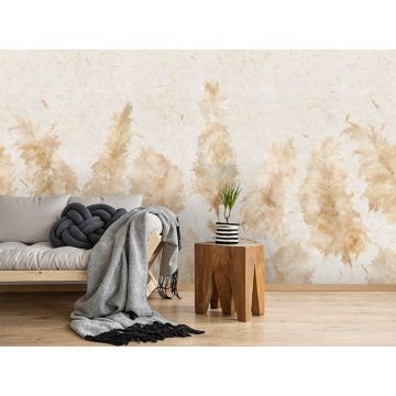 Обои виниловые на флизелине Design Studio 3D (Дизайн Студио 3Д) Нежность Колосья на текстурном фоне Бесшовная Фреска Ultra (NJ-041)